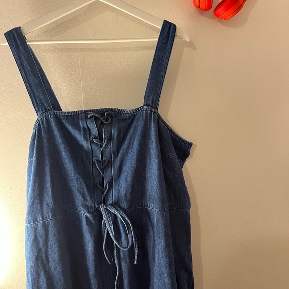 Blue Denim Jean Corset Tie Zip GAP Dress Size 18 NWT - Picture 3 of 5